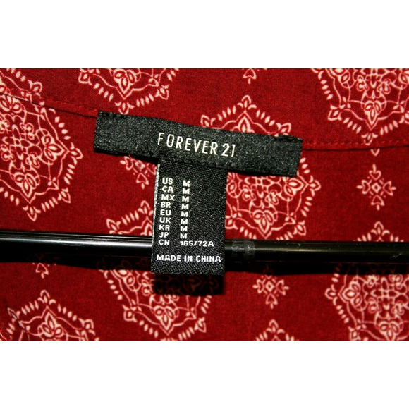 Forever 21 Maroon Short Romper Jumper Sz Medium Tie Front Cross String Closure - Picture 5 of 5